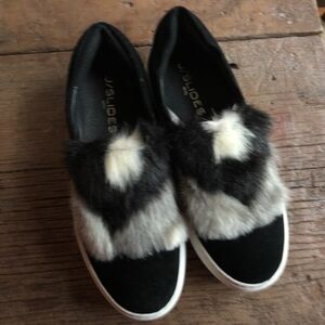 J /Slides Alexi suede Faux fur sneaker 5